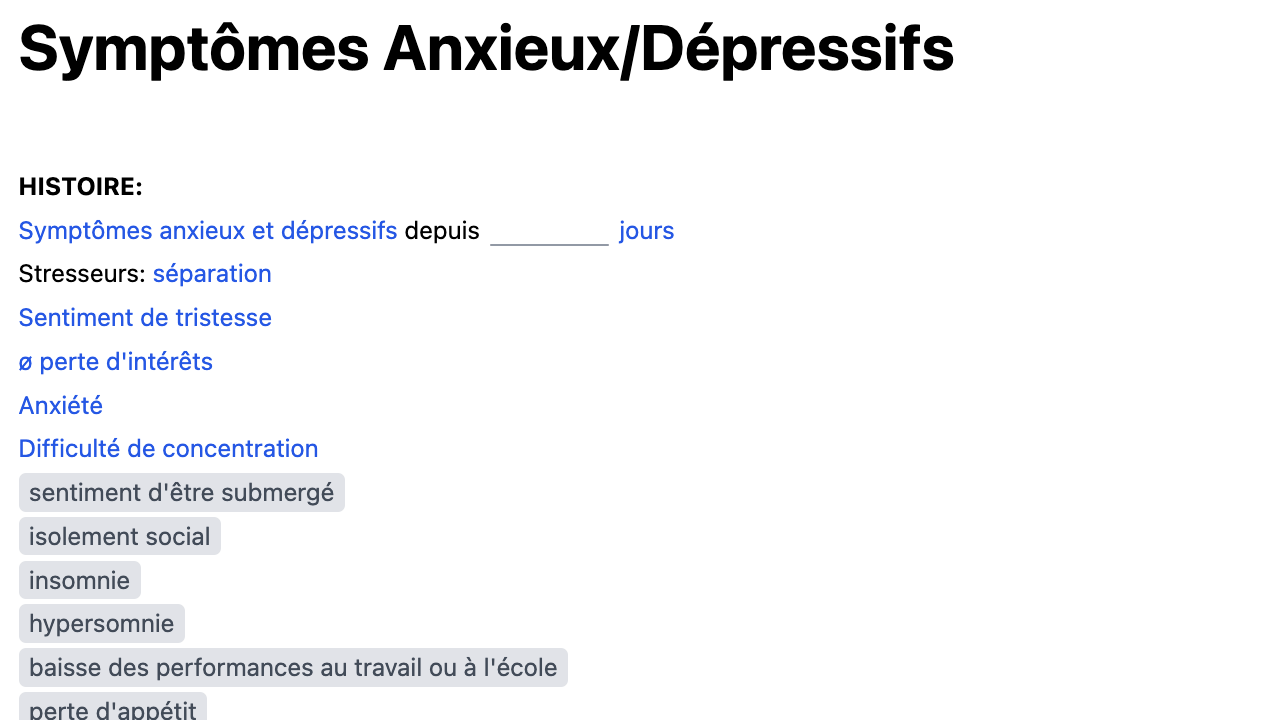 Symptômes Anxieux/Dépressifs